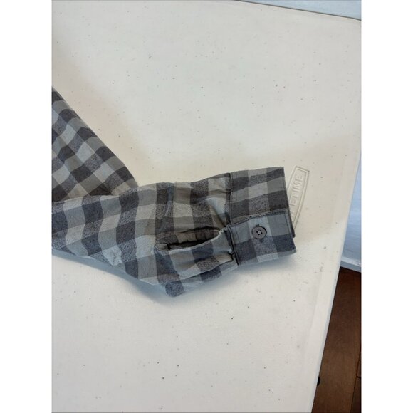 Garnet Hill size 10 Gray flannel Buffalo plaid Organic Pima Button Up‎ Tunic Top - Picture 3 of 9